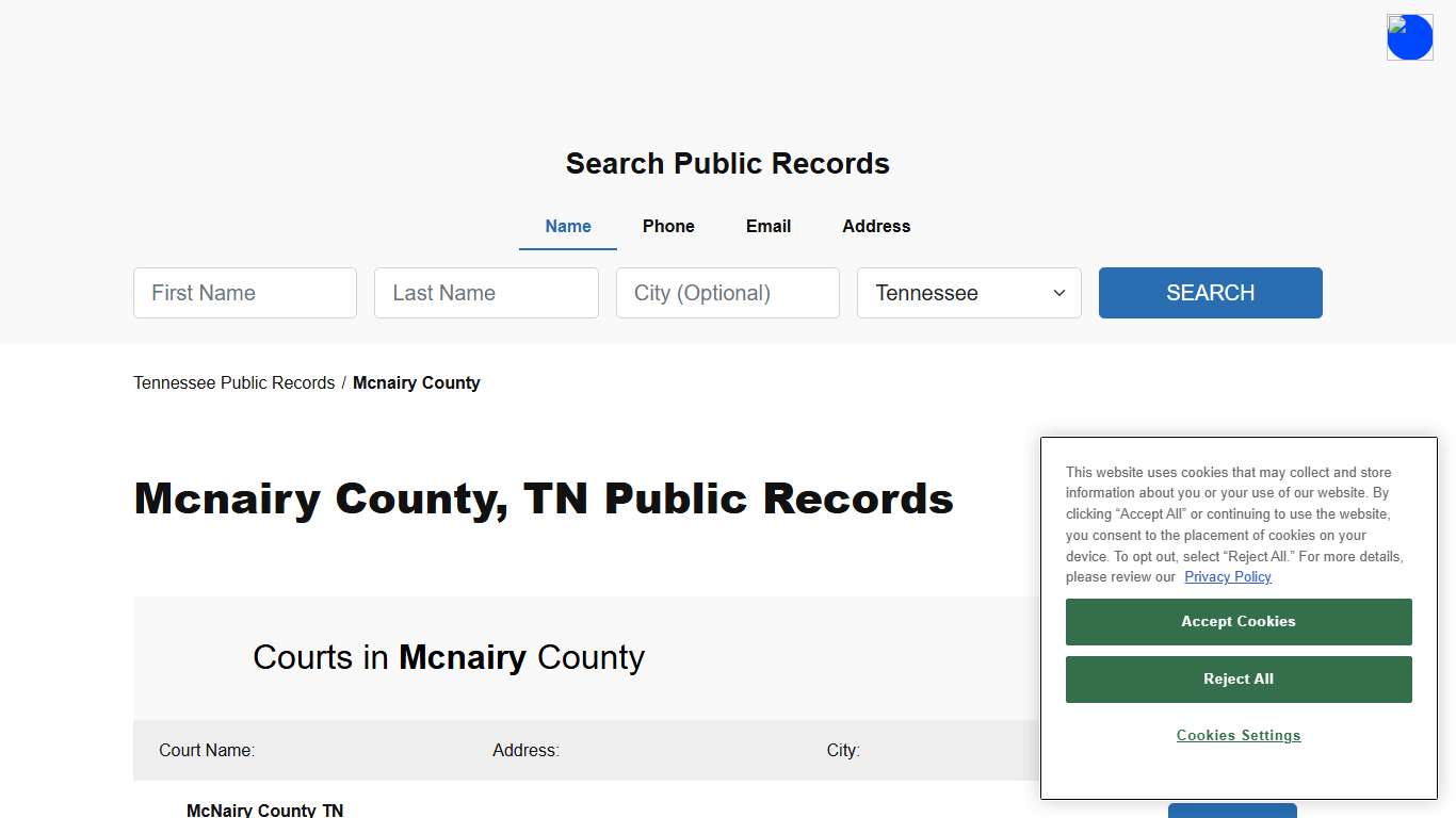 Mcnairy County, TN Public Court, Arrest and Inmate Records - ThePublicIndex